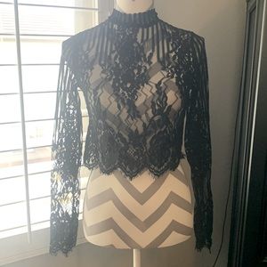 Forever 21 long sheer sleeve lace crop top.  Medium